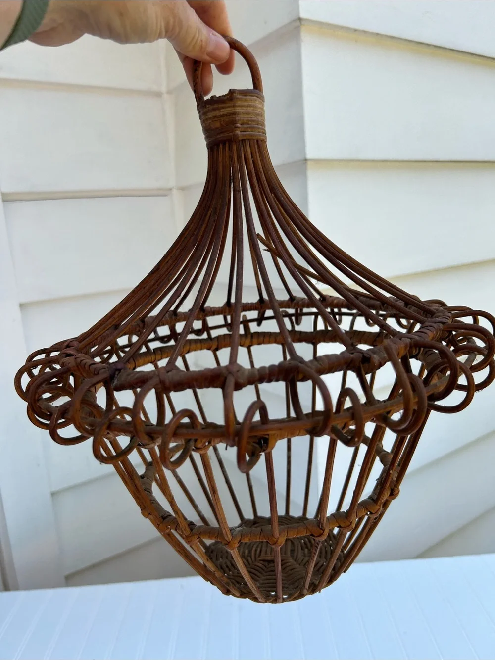 Vintage Basket French Country Woven Hanging Removable Cottagecore Boho 12x16